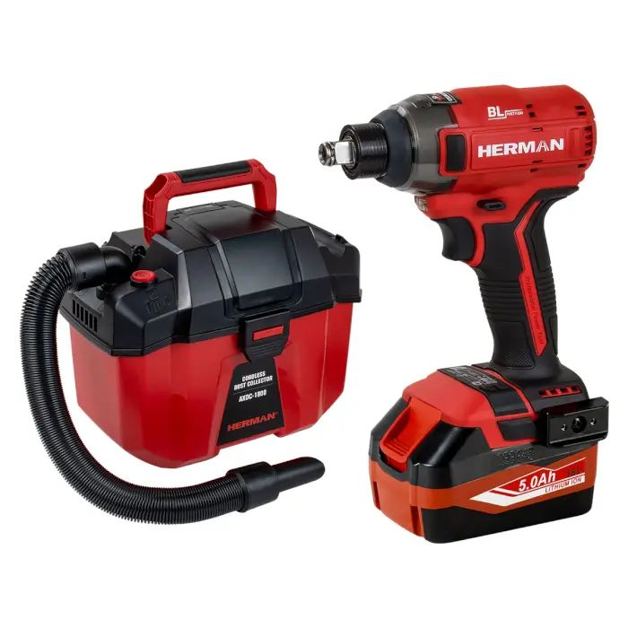 AKCIA! Aku rázový skrutkovač HERMAN AXI-1801 | 18,0 V Komplet | Aku vysávač ZADARMO