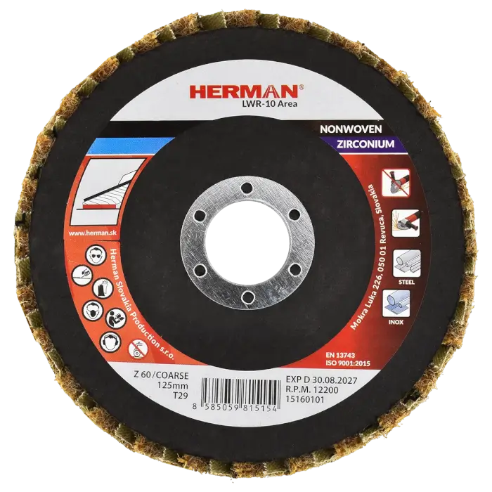 Kombinovaný lamelový kotúč HERMAN LWR-10 Area ZirTex 125mm | coarse | P60