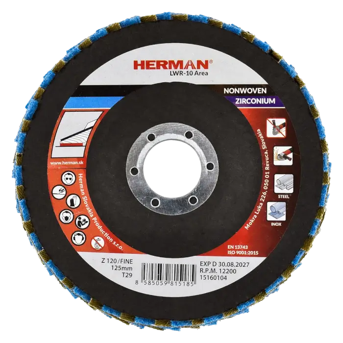 Kombinovaný lamelový kotúč HERMAN LWR-10 Area ZirTex 125mm | fine | P120