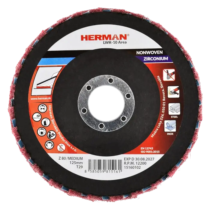 Kombinovaný lamelový kotúč HERMAN LWR-10 Area ZirTex 125mm | medium | P80