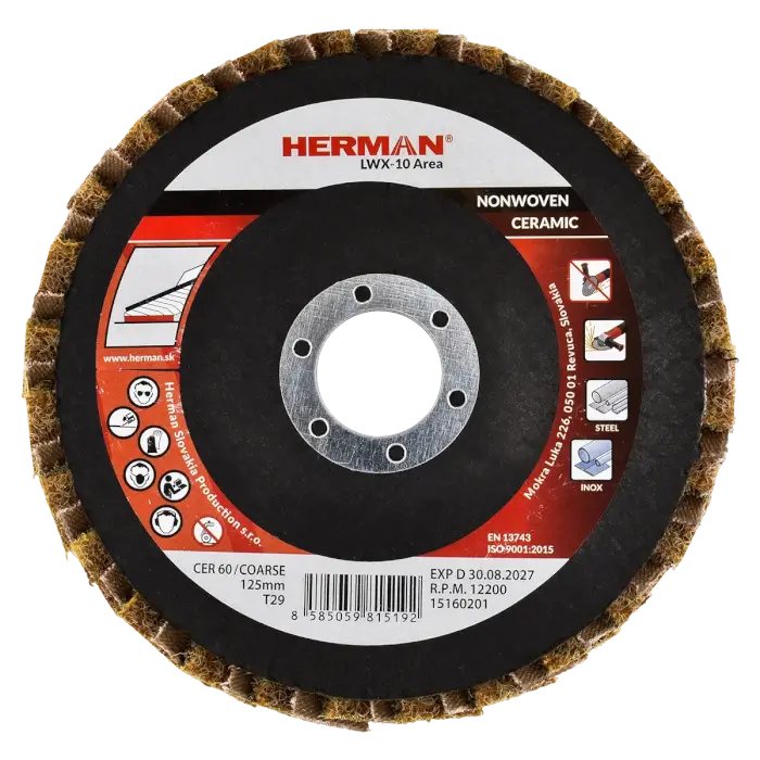 Kombinovaný lamelový kotúč HERMAN LWX-10 Area CerTex 125mm | coarse | P60