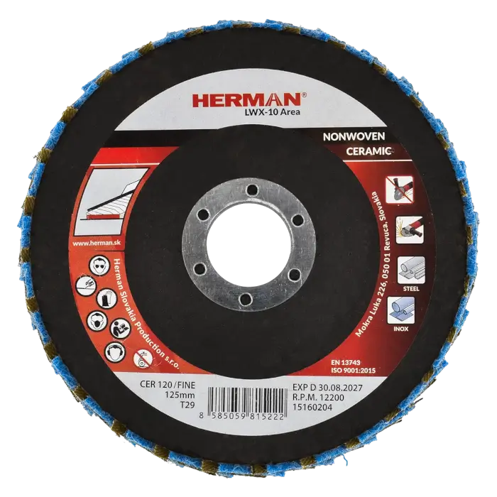 Kombinovaný lamelový kotúč HERMAN LWX-10 Area CerTex 125mm | fine | P120