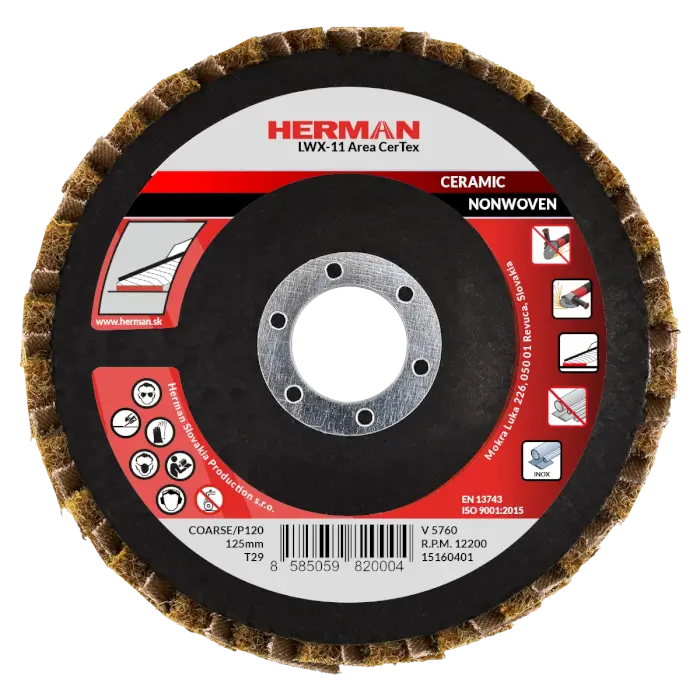 Kombinovaný lamelový kotúč HERMAN LWX-11 Area CerTex 125mm | ceramic | coarse / P120
