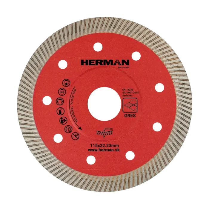 Diamantový kotúč HERMAN BD-41 Gres 115x22,23mm|H=10mm