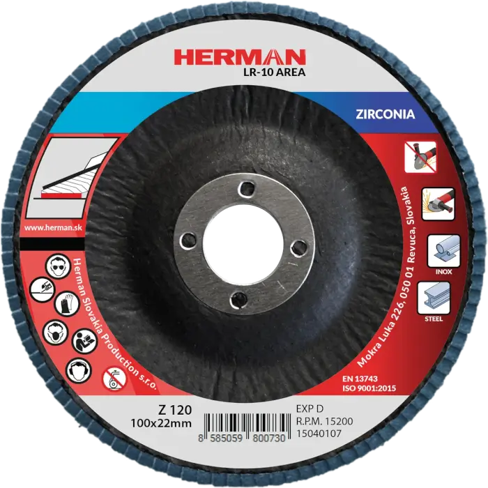 Lamelový kotúč HERMAN LR-10 Area 100mm|P120|zirconia