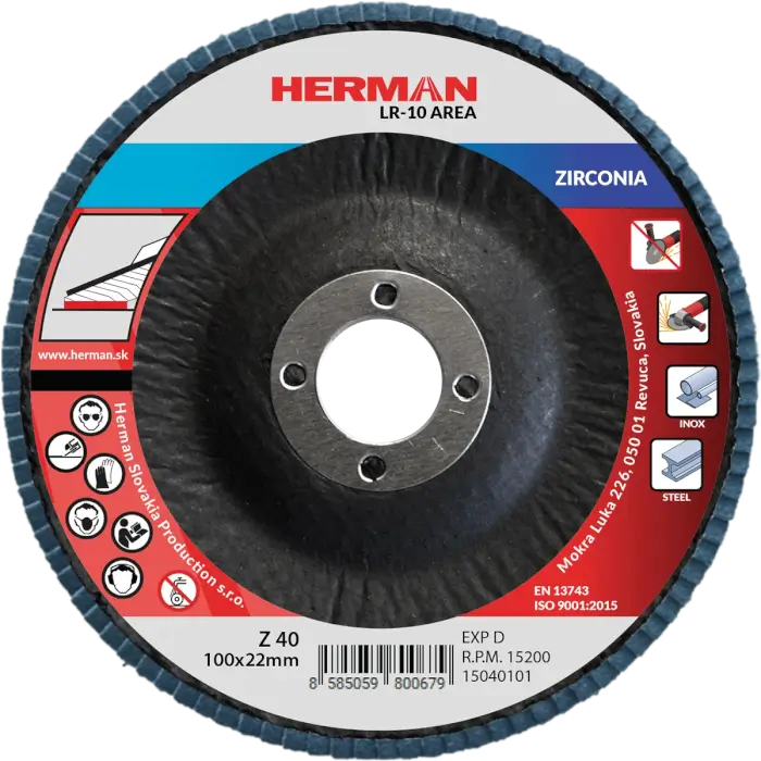 Lamelový kotúč HERMAN LR-10 Area 100mm|P40|zirconia