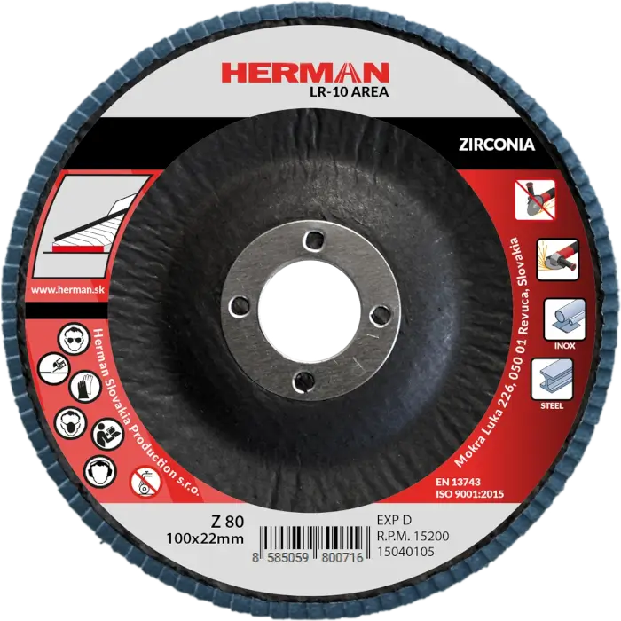 Lamelový kotúč HERMAN LR-10 Area 100mm|P80|zirconia