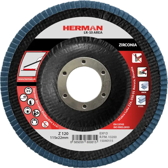 Lamelový kotúč HERMAN LR-10 Area 115mm|P120|zirconia