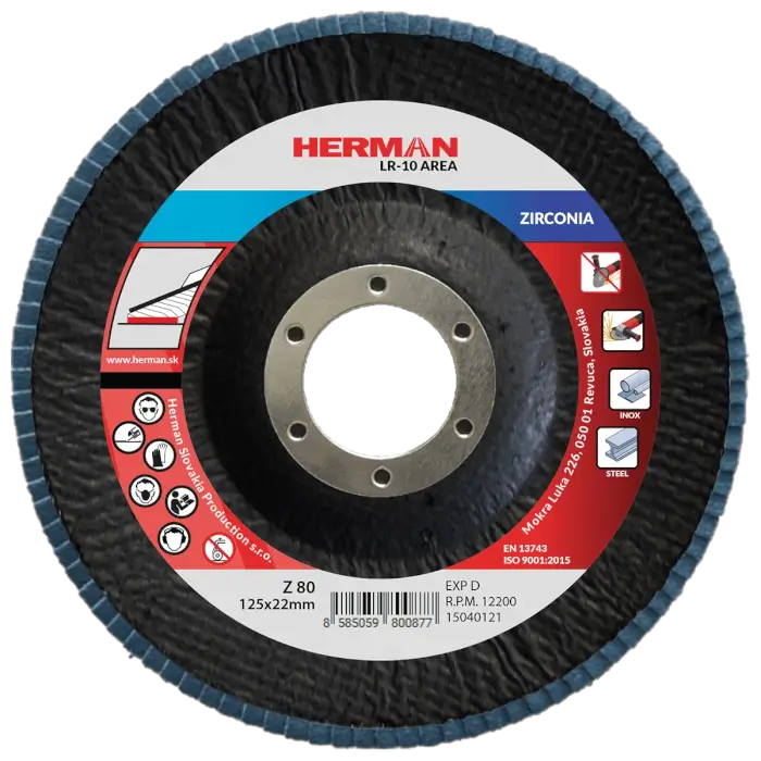 Lamelový kotúč HERMAN LR-10 Area 125mm|P80|zirconia