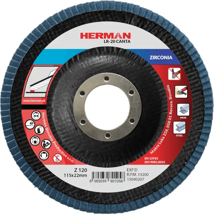 Lamelový kotúč HERMAN LR-20 Canta 115mm|P120|zirconia