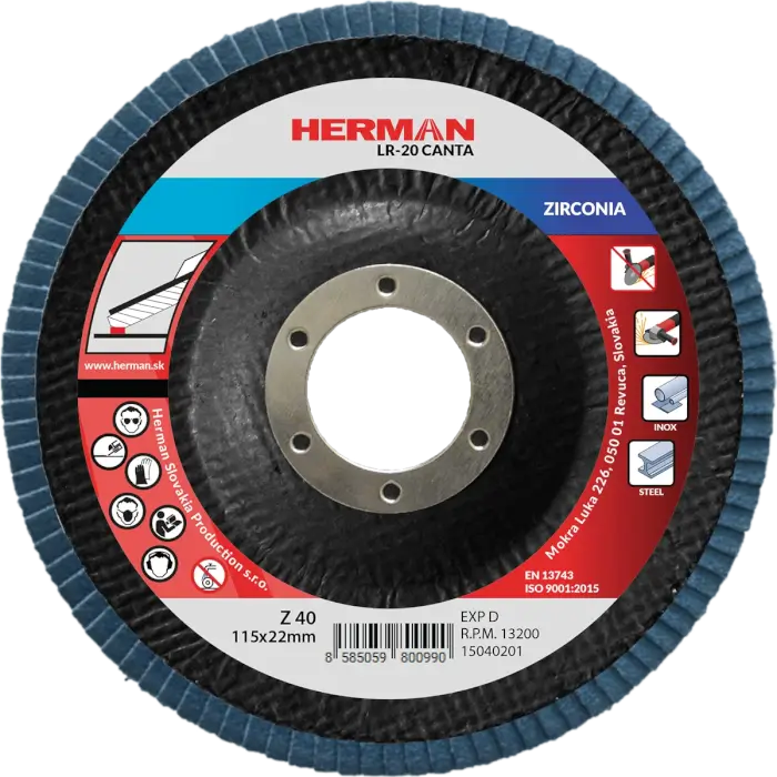 Lamelový kotúč HERMAN LR-20 Canta 115mm|P40|zirconia
