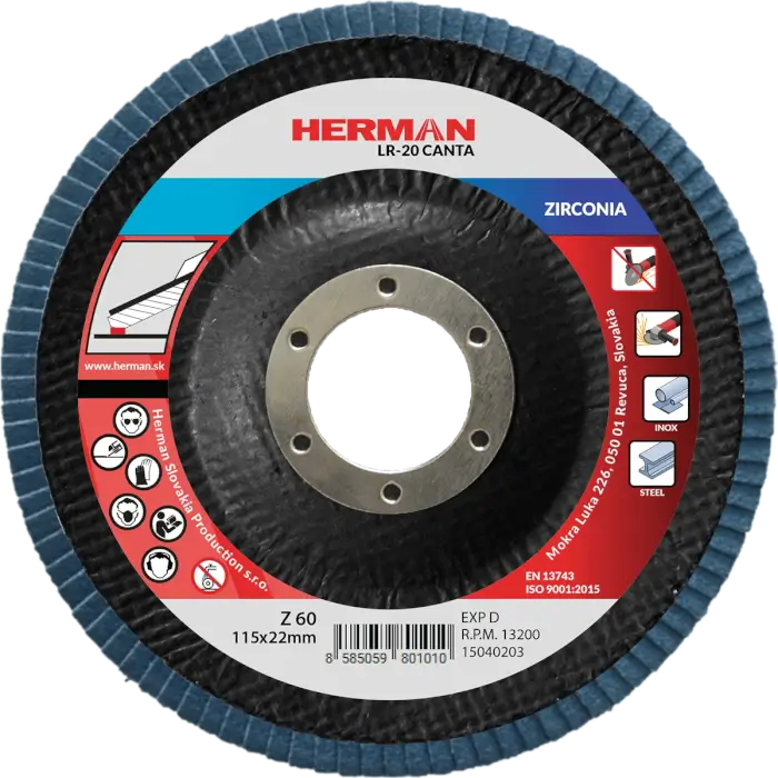 Lamelový kotúč HERMAN LR-20 Canta 115mm|P60|zirconia