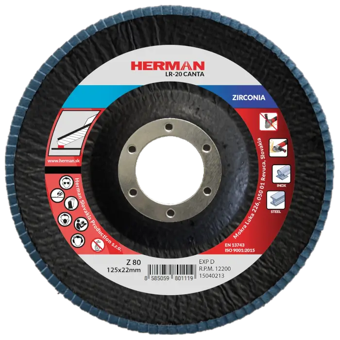 Lamelový kotúč HERMAN LR-20 Canta 125mm|P80|zirconia