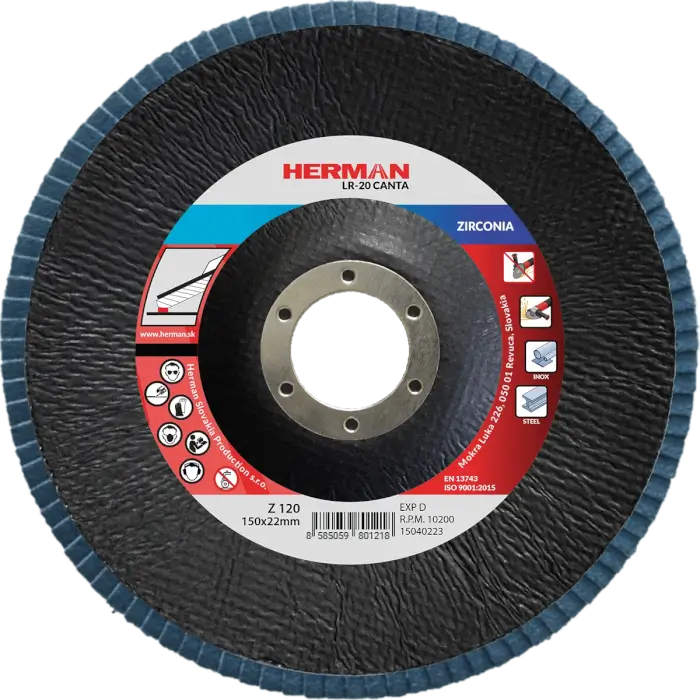 Lamelový kotúč HERMAN LR-20 Canta 150mm|P120|zirconia