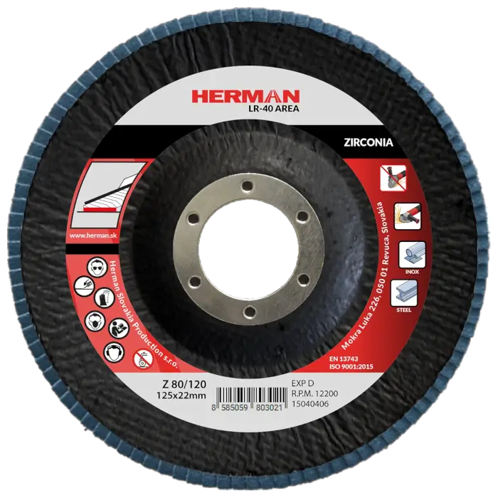 Lamelový kotúč HERMAN LR-40 Area 125mm|P80/120|zirconia