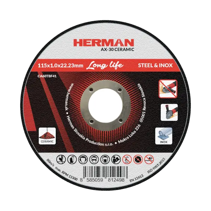 HERMAN AX-30 Ceramic | Na oceľ a nerez 115x1,0x22,2mm | bez prelisu|TYP 41