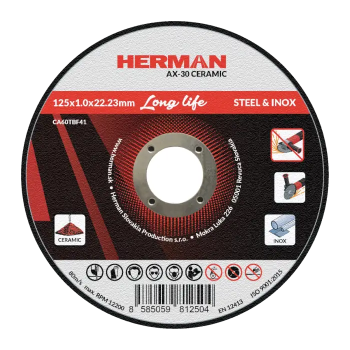 HERMAN AX-30 Ceramic | Na oceľ a nerez 125x1,0x22,2mm | bez prelisu|TYP 41