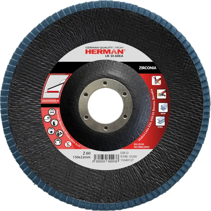 Lamelový kotúč HERMAN LR-10 Area 150mm|P60|zirconia