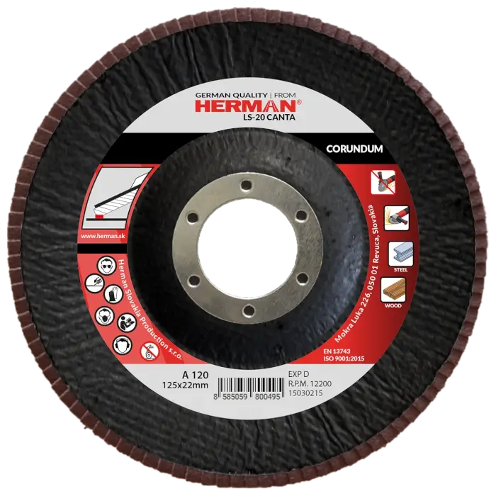 Lamelový kotúč HERMAN LS-20 Canta 125mm|P120|corundum