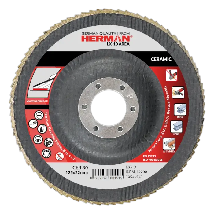 Lamelový kotúč HERMAN LX-10 Area 125mm|P80|ceramic
