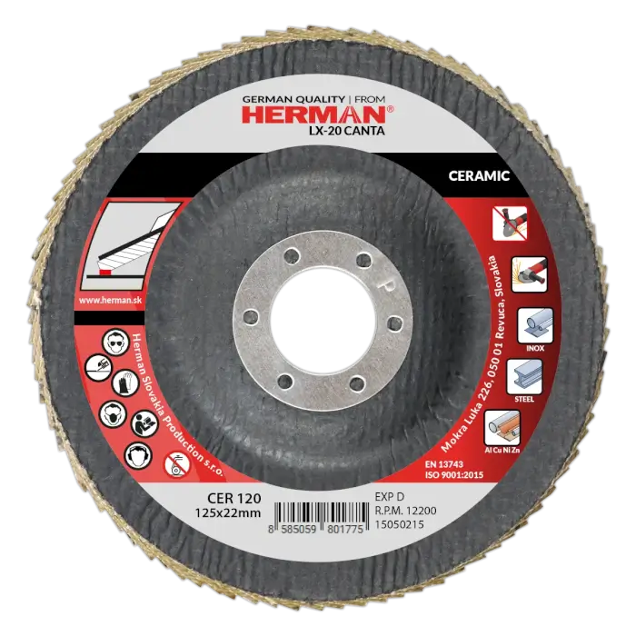Lamelový kotúč HERMAN LX-20 Canta 125mm|P120|ceramic