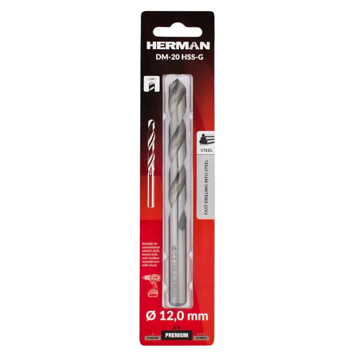 Vrták do kovu DIN 338 HERMAN DM-20 HSS-G 12,0x101/151mm