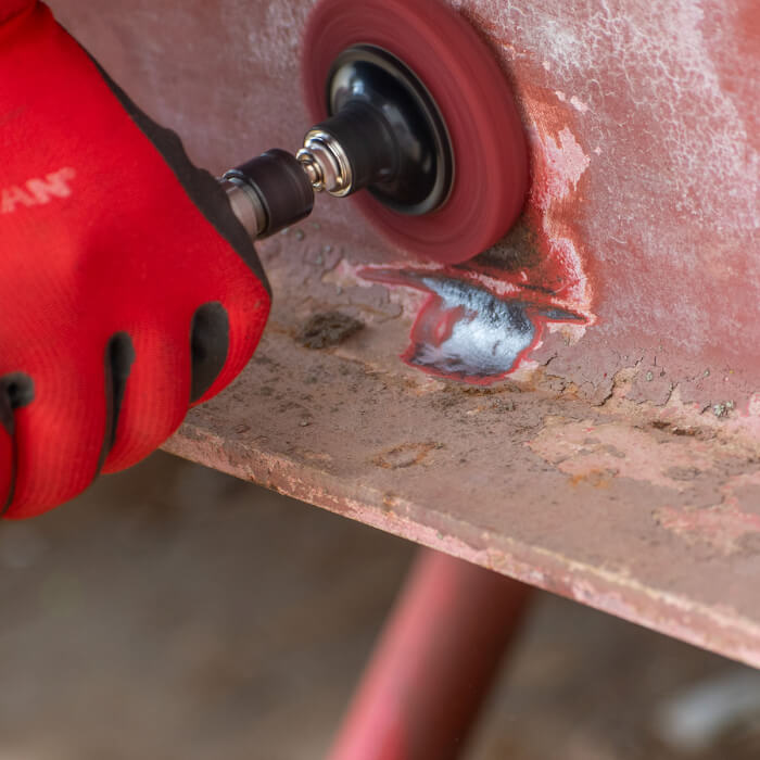 Čistiaci kotúč Quick Change HERMAN MKY-10/QC-RS Dragon Red Brúsivo: STRIP-IT Aggressive