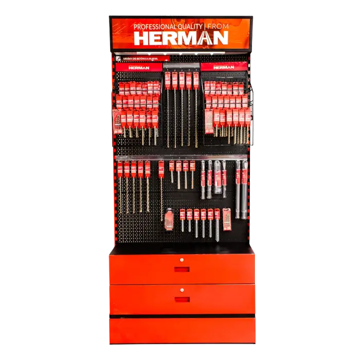 Predajný stojan panelový MODUL SS-P / I 300+ kusov produktov HERMAN