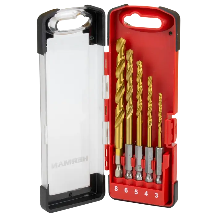 Sada vrtákov do kovu HERMAN QDM-30 HSS-G TiN 5ks vrtákov v sade