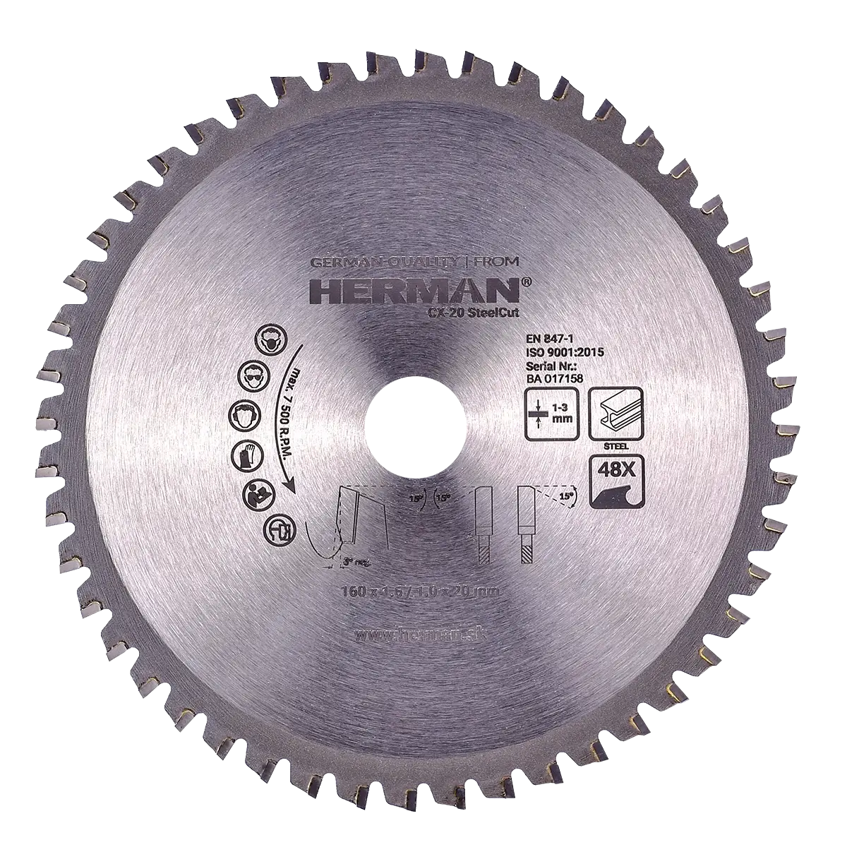 Pílový kotúč do okružnej píly HERMAN CX-20 SteelCut Oceľ 1 - 3mm