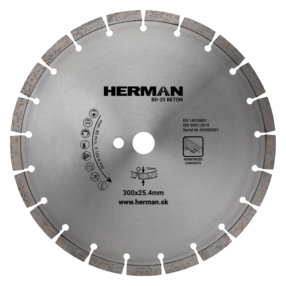 Diamantový kotúč HERMAN BD-25 Beton Na betón, aj armovaný