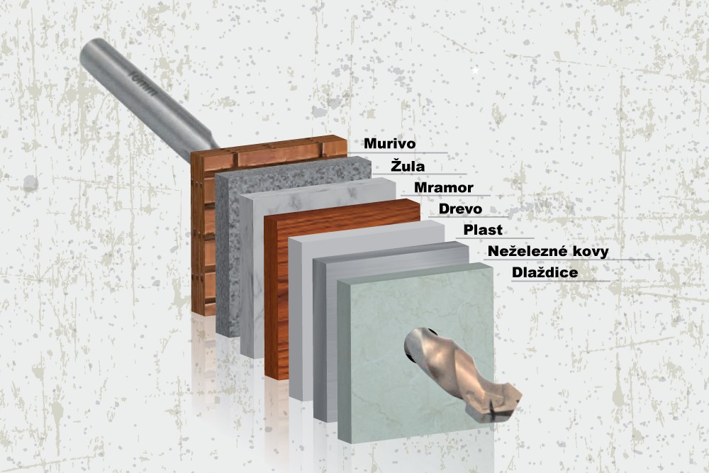Obr. 5. Prehľad základných materiálov vhodných pre vŕtanie vrtákom W-Craft